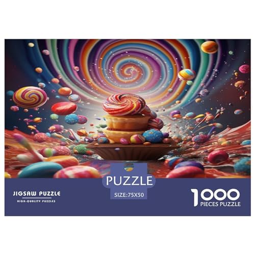 1000 Teile Regenbogen-Süßigkeiten-Puzzle für Erwachsene und Kinder, kreatives rechteckiges Puzzle, Holzpuzzle, lustiges Lernspielzeug, 1000 Teile (75 x 50 cm) von XJmoney
