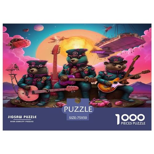 1000 Teile Steampunk_Bears Puzzle, kreative rechteckige Puzzles für Erwachsene und Kinder, große Puzzles für Familien-Lernspiel 1000 Teile (75 x 50 cm) von XJmoney