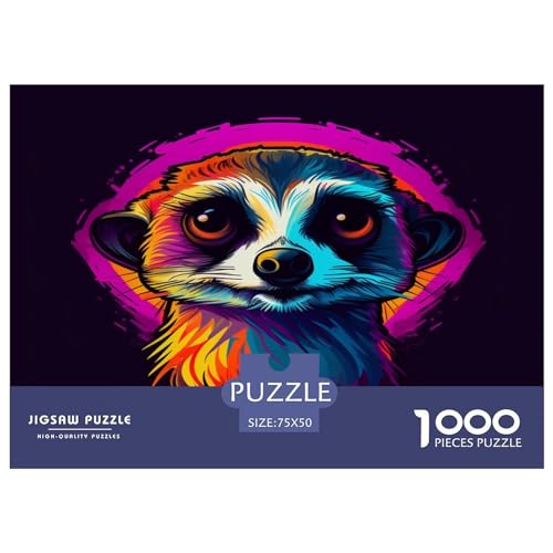 1000 Teile Tier-Erdmännchen-Puzzle, kreative rechteckige Puzzles für Erwachsene und Kinder, große Puzzles für Familien-Lernspiel 1000 Teile (75 x 50 cm) von XJmoney