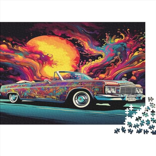 1000 Teile buntes Cabrio-Auto-Puzzle, kreative rechteckige Puzzles für Erwachsene und Kinder, große Puzzles für Familien-Lernspiel 1000 Teile (75 x 50 cm) von XJmoney