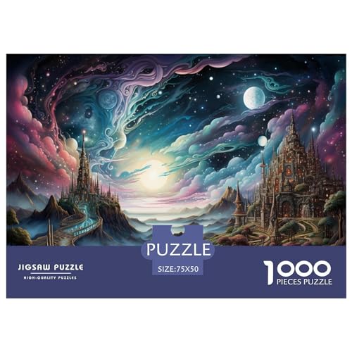 1000-teiliges Holzpuzzle, Schloss-Puzzle, Heimwanddekoration, Lernspielzeug, Geschenk für Familienspiel, 1000 Stück (75 x 50 cm) von XJmoney
