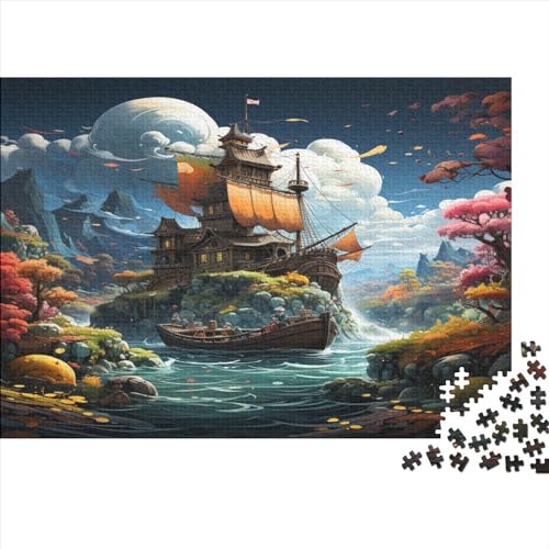 1000-teiliges Holzpuzzle, Segelpuzzle, Heimwanddekoration, Lernspielzeug, Geschenk für Familienspiel, 1000 Stück (75 x 50 cm) von XJmoney