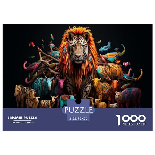 1000-teiliges Holzpuzzle, Wildtier-Puzzle, Heimwanddekoration, Lernspielzeug, Geschenk für Familienspiel, 1000 Stück (75 x 50 cm) von XJmoney