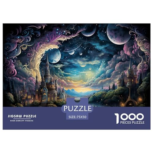 1000-teiliges Puzzle, Sternenschloss-Puzzle für Erwachsene, Holzpuzzle, Lernspiel für Erwachsene, Kind, 1000 Teile (75 x 50 cm) von XJmoney