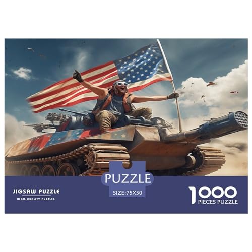 1000-teiliges Puzzle, amerikanische Flagge, für Erwachsene, Kinder, Holzpuzzle, Lernspielzeug, 1000 Teile (75 x 50 cm) von XJmoney