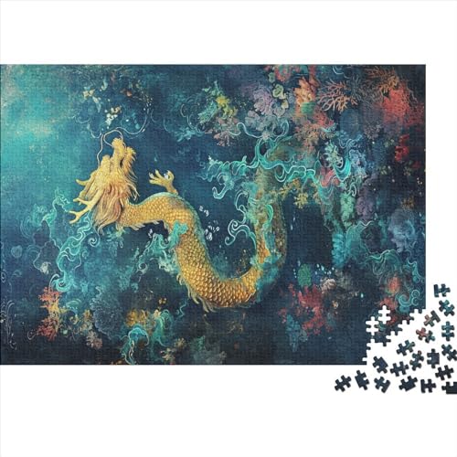 1000-teiliges Puzzle, chinesischer Drache, für Erwachsene, Kinder, Holzpuzzle, Lernspielzeug, 1000 Teile (75 x 50 cm) von XJmoney