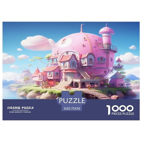 1000-teiliges Puzzle Die rosa Festung Puzzles für Erwachsene Holzpuzzle Lernspiel für Erwachsene Kinder 1000 Teile (75 x 50 cm) von XJmoney