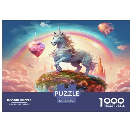 1000-teiliges Puzzle für Erwachsene, Einhorn-Fliegenpuzzle, kreatives rechteckiges Holzpuzzle, Geschenk für Freunde und Familie, 1000 Stück (75 x 50 cm) von XJmoney