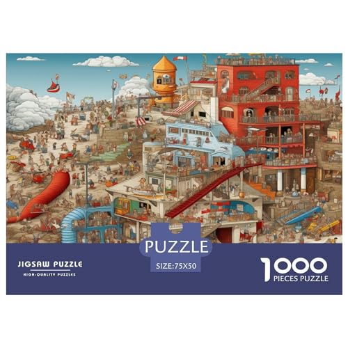 1000-teiliges Puzzle für Erwachsene, Konstruktionspuzzle, Holzpuzzle für Erwachsene, Familienunterhaltungsspielzeug, 1000 Stück (75 x 50 cm) von XJmoney