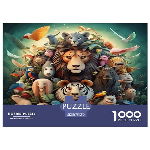 1000-teiliges Puzzle für Erwachsene, Welt_Tier-Puzzle, Holzpuzzle für Erwachsene, Familienunterhaltungsspielzeug, 1000 Stück (75 x 50 cm) von XJmoney