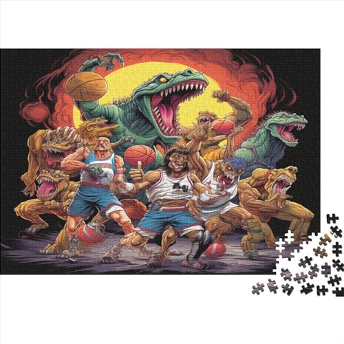 1000-teiliges rechteckiges Puzzle für Erwachsene, Dinosaurier, Basketball, kreatives Puzzle, Herausforderungsspielzeug, Puzzle für Erwachsene und Kinder, 1000 Teile (75 x 50 cm) von XJmoney