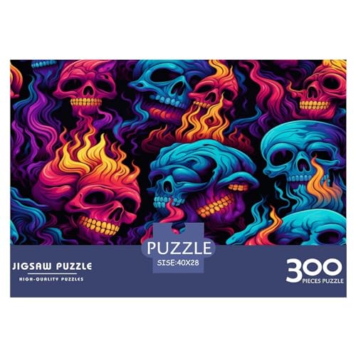 300-teiliges Puzzle für Erwachsene, Gothic-Schädel-Puzzle, 300-teiliges Holzbrett-Puzzle – Entspannungs-Puzzlespiele, Denksport-Puzzle, 300 Teile (40 x 28 cm) von XJmoney