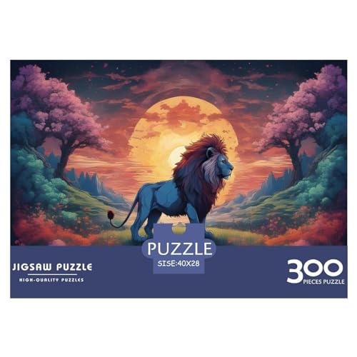 300-teiliges Puzzle für Erwachsene Löwe (Sternzeichen) Puzzles 300 Teile Holzbrettpuzzle – Entspannungspuzzlespiele – Denksport-Puzzle 300 Teile (40 x 28 cm) von XJmoney