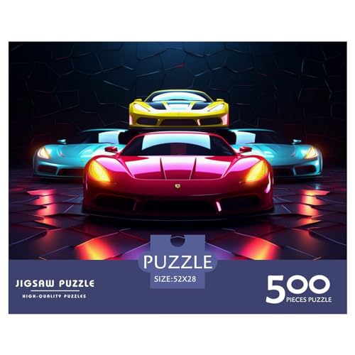 500 Teile Puzzle Racing Supercars Puzzles Holzpuzzle Montagespielzeug Interaktives Familienspiel 500 Teile (52 x 38 cm) von XJmoney