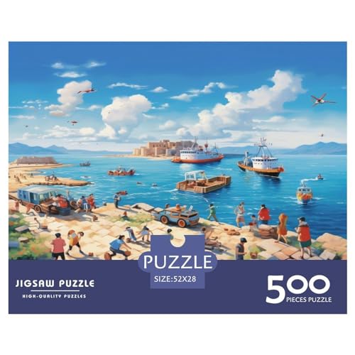 500 Teile Puzzles Seaside_Port Puzzles für Erwachsene Holzpuzzles Lernspiel für Erwachsene Kinder 500 Teile (52 x 38 cm) von XJmoney