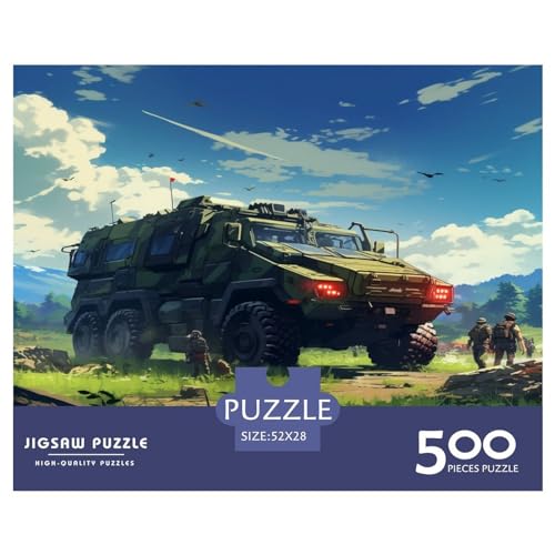 500-teiliges Puzzle, gepanzertes Fahrzeug, Puzzles, Holzpuzzle, Montagespielzeug, interaktives Familienspiel, 500 Teile (52 x 38 cm) von XJmoney