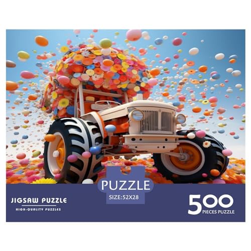 500-teiliges Puzzle für Erwachsene, Kunsttraktor-Puzzle, Holzpuzzle für Erwachsene, Familienunterhaltungsspielzeug, 500 Stück (52 x 38 cm) von XJmoney