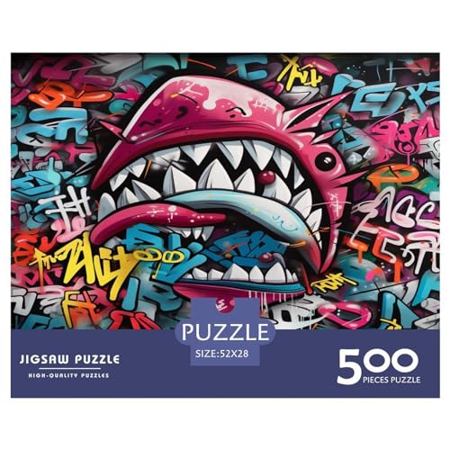500-teiliges Puzzle für Erwachsene, Puzzle-Sets mit Hai-Motiv für Familien, Holzpuzzles, Gehirn-Herausforderungspuzzle, 500 Teile (52 x 38 cm) von XJmoney