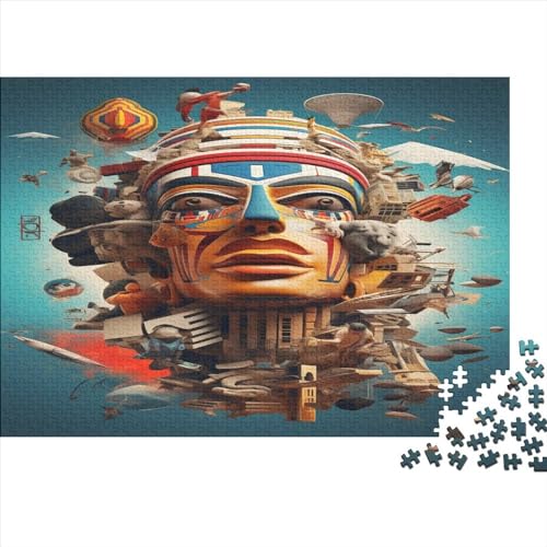 Ägyptischer Pharao 1000-teiliges Puzzle für Erwachsene, kreatives rechteckiges Puzzle, Holzpuzzle, Puzzle-Geschenk für Freunde und Familie, 1000 Teile (75 x 50 cm) von XJmoney