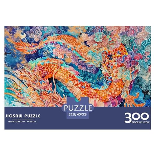 Art Dragon 300-teiliges Puzzle für Erwachsene – Puzzles für Teenager – Geschenke – Holzpuzzles – Entspannungspuzzlespiele – Denksport-Puzzle 300 Teile (40 x 28 cm) von XJmoney