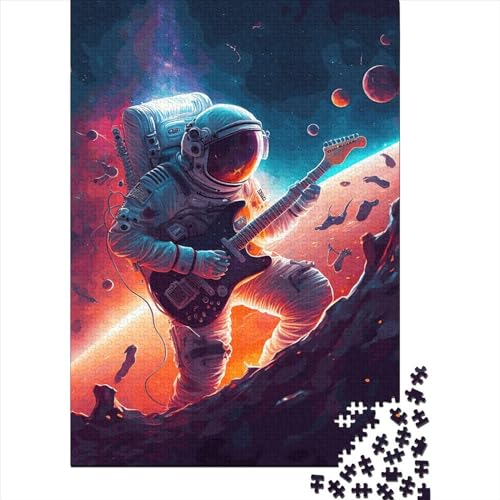 Astronaut spielt Gitarre 455 Einzigartiges Home Puzzle Rechteckiges Papier Puzzle für Erwachsene Teenager Ostergeschenke 70x50cm/1000 Stück von XJmoney