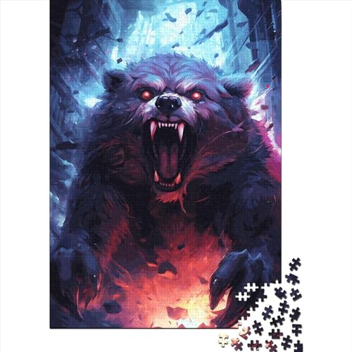 Bären-Angriffspuzzle, Dekompressionsspielzeug, Puzzle aus 100% recyceltem Karton für Kinder, Erwachsene, Halloween-Geschenke, 38 x 26 cm/1000 Stück von XJmoney