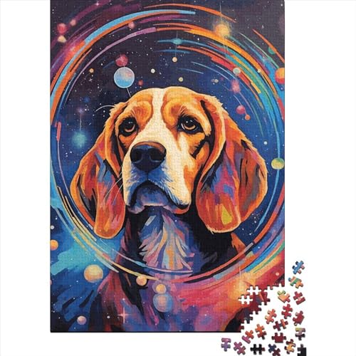 Beagle Dog In The Galaxy Puzzle Decompression Toys Puzzle aus 100% recyceltem Karton für Kinder Erwachsene Halloween-Geschenke 70x50cm/1000 Stück von XJmoney