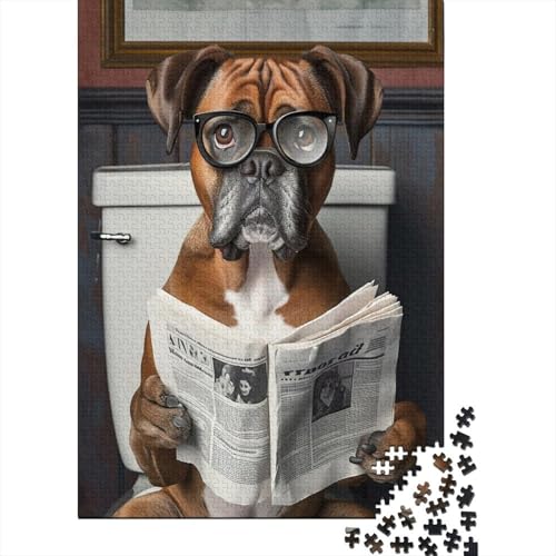 Boxer_cane_legge_zeitung Puzzle Friendly Materials Puzzle aus 100% recyceltem Karton für Kinder und Erwachsene ab 12 Jahren 38 x 26 cm / 1000 Teile von XJmoney