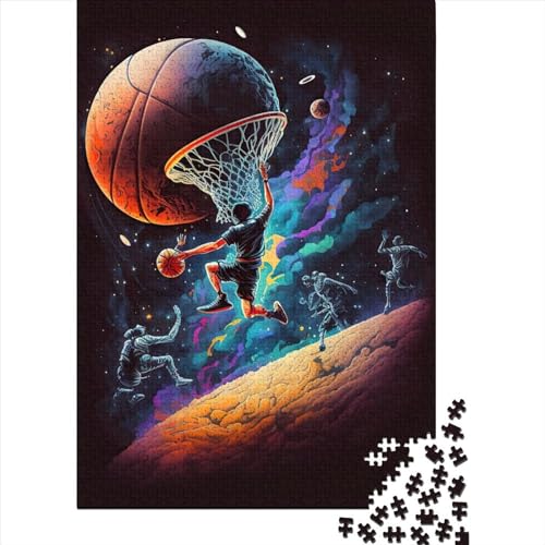 Buntes Basketballsport-Puzzle Alter 18 Jahre Upe Lernspiele Rechteckiges Papierpuzzle für Kinder Erwachsene Weihnachtsgeschenke 70 x 50 cm / 1000 Stück von XJmoney