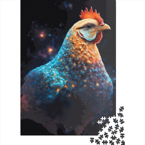 Buntes Hühnerpuzzle Alter 18 Jahre Upe Lernspiele rechteckiges Papier Puzzle für Kinder Erwachsene Weihnachtsgeschenke 38x26cm/1000 Teile von XJmoney