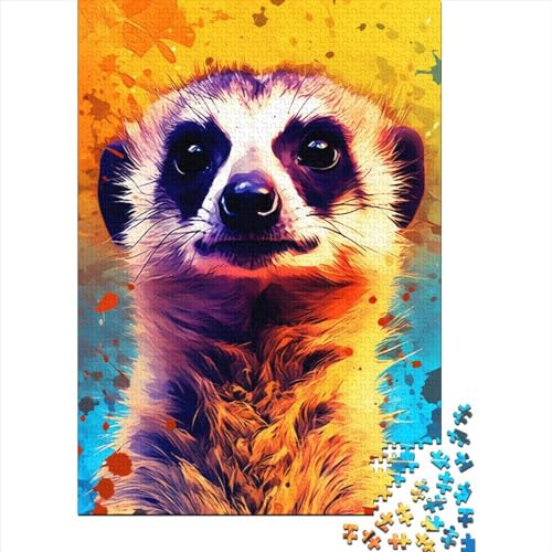 Buntes Meerkat Puzzle 100% recycelter Karton Puzzle aus 100% recyceltem Karton für Kinder Erwachsene Geschenke zum Kindertag 38 x 26 cm / 1000 Stück von XJmoney