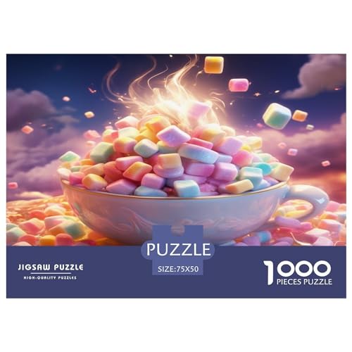 Candyfloss 1000-teiliges Puzzle für Erwachsene, kreatives rechteckiges Puzzle, Holzpuzzle, Puzzle-Geschenk für Freunde und Familie, 1000 Stück (75 x 50 cm) von XJmoney