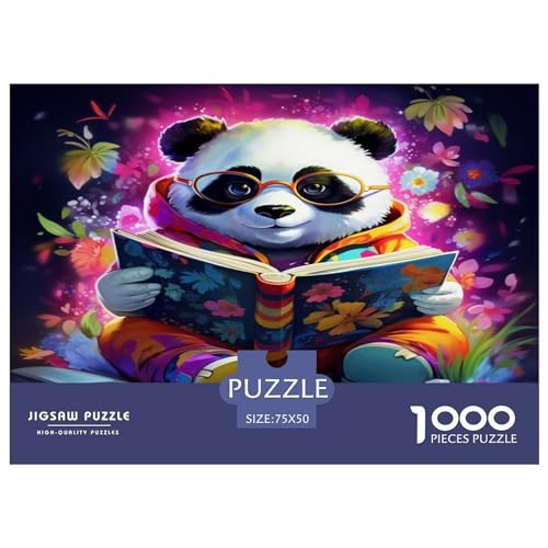 Cartoon_Panda Holzpuzzle mit 1000 Teilen für Erwachsene, kreatives rechteckiges Puzzle, Gehirnübungs-Herausforderungsspiel, Geschenk für Kinder, 1000 Teile (75 x 50 cm) von XJmoney
