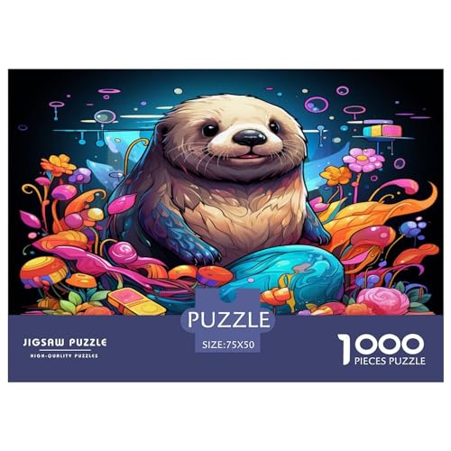 Cartoon-Siegel, Puzzlespiel für Kinder und Erwachsene, 1000-teiliges Puzzle, kreatives Holzpuzzle, Dekomprimierungsspiel, 1000 Stück (75 x 50 cm) von XJmoney