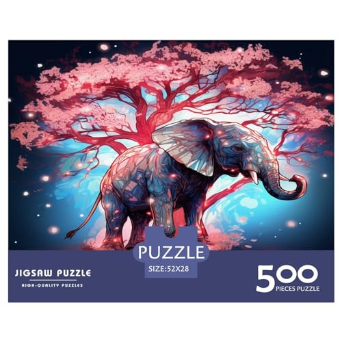 Elefanten-Puzzle, 500 Teile, kreatives rechteckiges großes Familienpuzzlespiel, Kunstwerk für Erwachsene und Teenager, 500 Teile (52 x 38 cm) von XJmoney