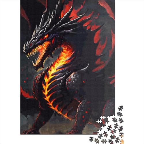 Feuerdrache Puzzle Alter 18 Jahre Upe Lernspiele Rechteckiges Papierpuzzle für Kinder Erwachsene Weihnachtsgeschenke 38x26cm/1000 Teile von XJmoney