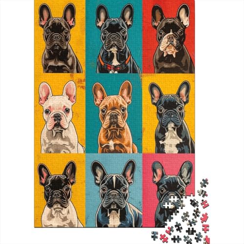 French_bulldogs Puzzle schwieriges Hartpapier Rechteckiges Puzzle für Frauen Männer Ostergeschenke 70 x 50 cm / 1000 Stück von XJmoney