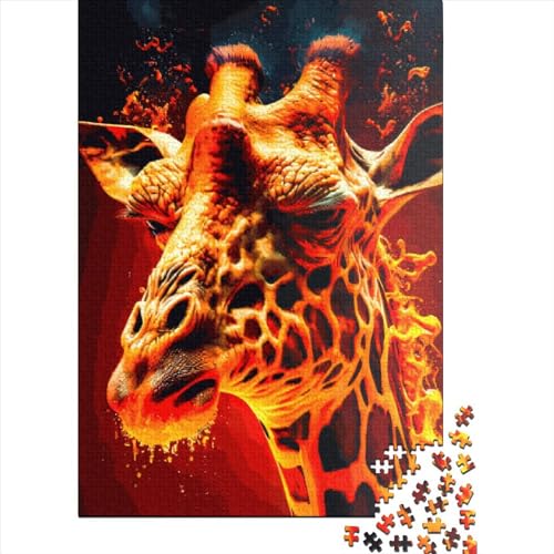 Giraffenpuzzle, Rechteckiger Karton, 100% Recycelt, Papppuzzle für Jungen oder Mädchen, Halloween-Geschenke, 38 x 26 cm / 1000 Teile von XJmoney