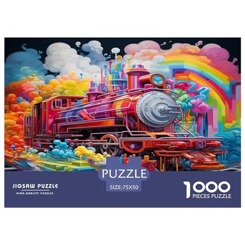 Holzpuzzle 1000 Teile, Dampfzug-Puzzle, kreatives rechteckiges Puzzle, tolles Puzzle für Erwachsene, 1000 Teile (75 x 50 cm) von XJmoney