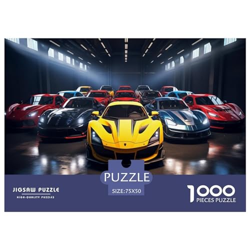 Holzpuzzle 1000 Teile, Sportwagen-Club-Puzzle, kreatives rechteckiges Puzzle, tolles Puzzle für Erwachsene, 1000 Teile (75 x 50 cm) von XJmoney