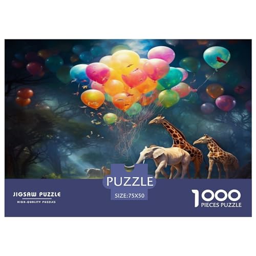 Holzpuzzle 1000 Teile Bunte Luftballons Puzzle Kreatives Rechteckpuzzle Tolles Puzzle für Erwachsene 1000 Teile (75 x 50 cm) von XJmoney