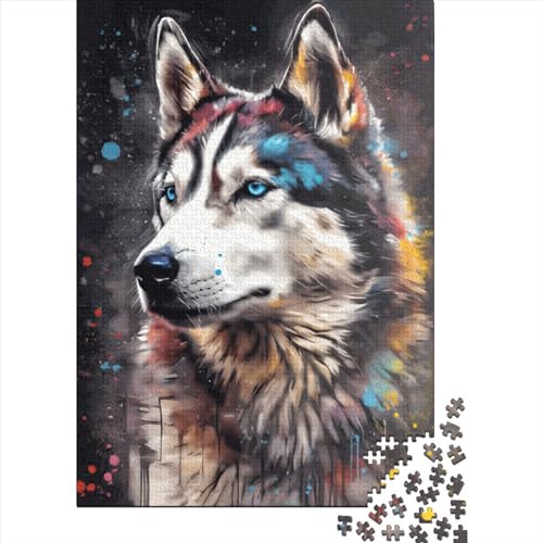 Husky Puzzle zum Bemalen 100% recycelter Karton Puzzle aus 100% recyceltem Karton für Kinder Erwachsene Geschenke zum Kindertag 38x26cm/1000 Teile von XJmoney
