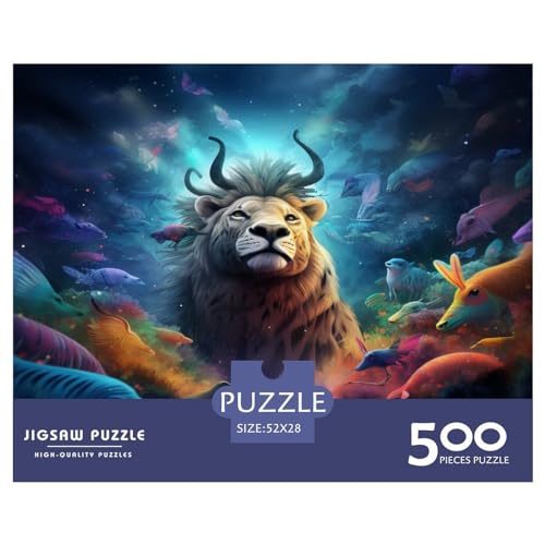 Illustrations_of_Animal Puzzle für Erwachsene, 500 Teile, klassisches Puzzle, Holzpuzzle, Wandkunst, einzigartiges Spielzeug, Geschenk, 500 Stück (52 x 38 cm) von XJmoney