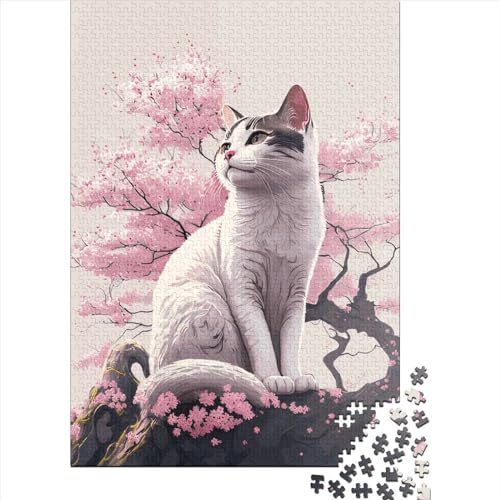Japanische Katze Puzzle mit personalisierbaren Bildern, Puzzle aus 100% recyceltem Karton für Jungen oder Mädchen, 70x50cm/1000 Teile von XJmoney