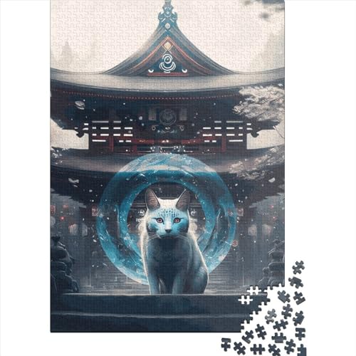 Japanische Katze Rechteck Puzzle 100% Recycelter Karton für Jungen oder Mädchen Halloween Geschenke 70x50cm/1000 Teile von XJmoney