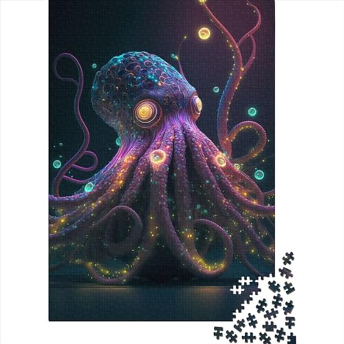 Kosmischer Oktopus, Puzzle für Erwachsene – Holzpuzzle – Entspannungspuzzlespiele – Denksportaufgabe, 300 Teile (40 x 28 cm) von XJmoney