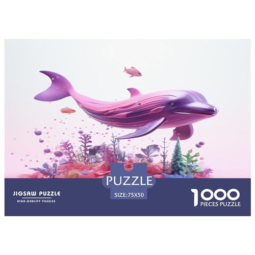 Kreative rechteckige Puzzles für Erwachsene, 1000 Teile, Pink_Whale, Holzpuzzle, praktisches Spiel, Familiendekoration, 1000 Stück (75 x 50 cm) von XJmoney