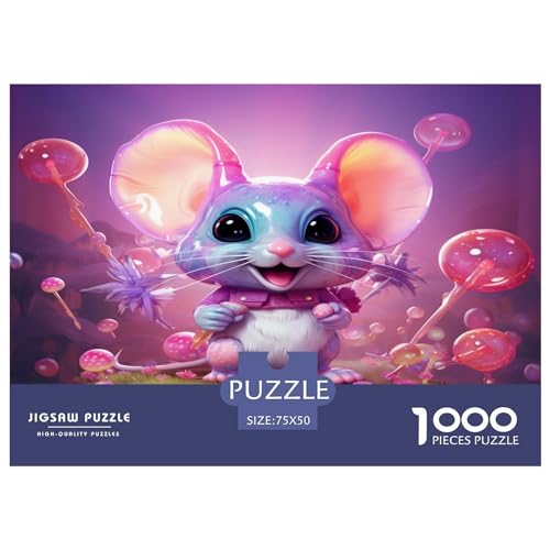 Kreative rechteckige Puzzles für Erwachsene, 1000 Teile, süße Maus, Holzpuzzle, praktisches Spiel, Familiendekoration, 1000 Stück (75 x 50 cm) von XJmoney