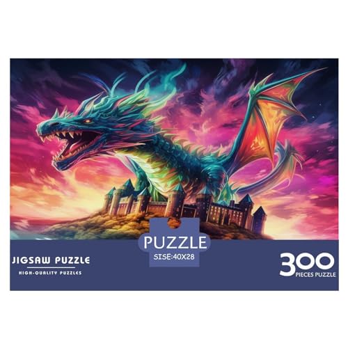 Kreative rechteckige Puzzles für Erwachsene, 300 Teile, Drachenfliegendes Holzpuzzle, praktisches Spiel, Familiendekoration, 300 Stück (40 x 28 cm) von XJmoney