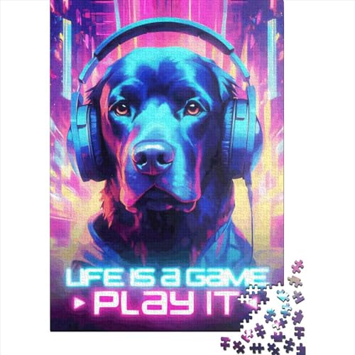 Labrador Gaming Puzzle DIY Premium-Spiel Karton-Puzzle für Kinder Erwachsene Vatertagsgeschenke 38x26cm/1000 Teile von XJmoney